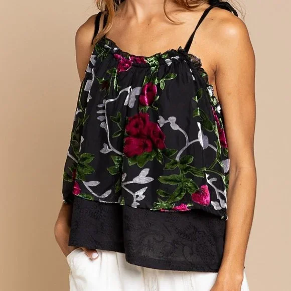 【新品】VELOUR SHOULDER RIBBON CAMISOLE TOPS 新品】VELOUR SHOULDER RIBBON CAMISOLE TOPS Ultimate Cami